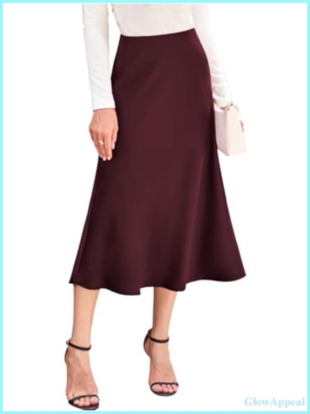 High Waist Satin Midi Skirt Elegant Summer Party Casual